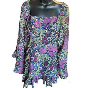 Dolls Kill Current Mood NWT It's A Wild World Mini Dress Floral Sz S
